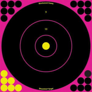 SHOOT N C 12 BULL'S-EYE PINK REACTIVE TARGETS - 5 TARGETS, 120 PASTERS"