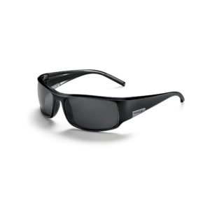 KING SUNGLASSES, BLACK SHINY FRAME POLARIZED GREY LENS