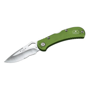 SPITFIRE, SERRATED, GREEN HANDLE