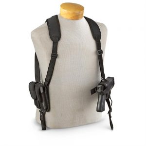 NYLON HORIZONTAL SHOULDER HOLSTER IWB - BLACK - LEFT HANDED