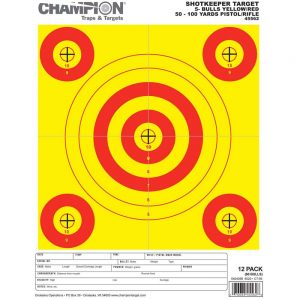 SHOTKEEPER TARGETS - YELLOW/RED 5-BULL SMALL (12 PACK)