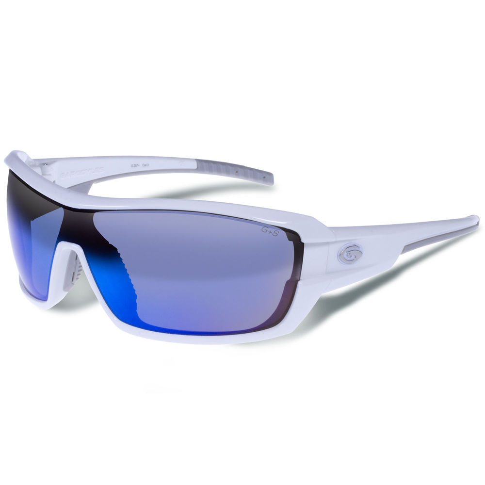 SHIELD SUNGLASSES - SMOKE/BLUE LENS - WHITE FRAME