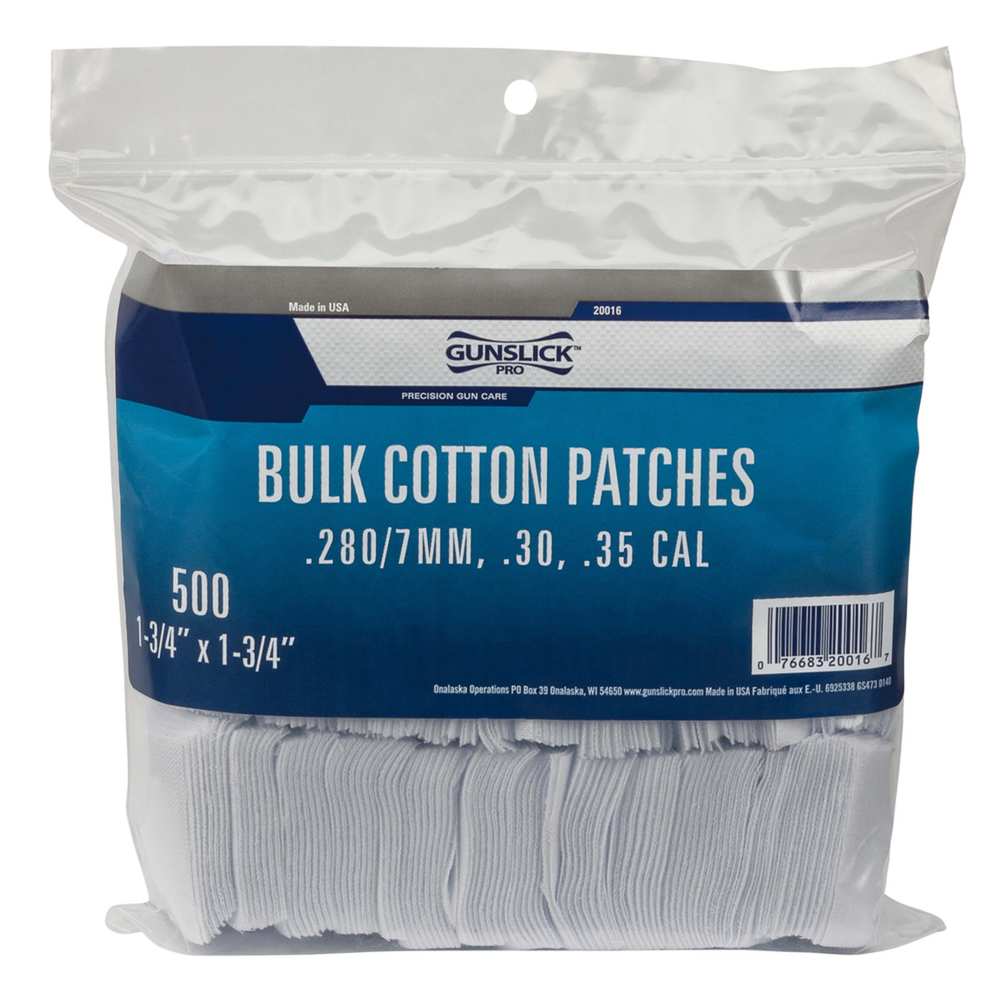 COTTON PATCHES BAGGED - BULK - .270-.35 CAL (1-3/4 INCH) 500EA