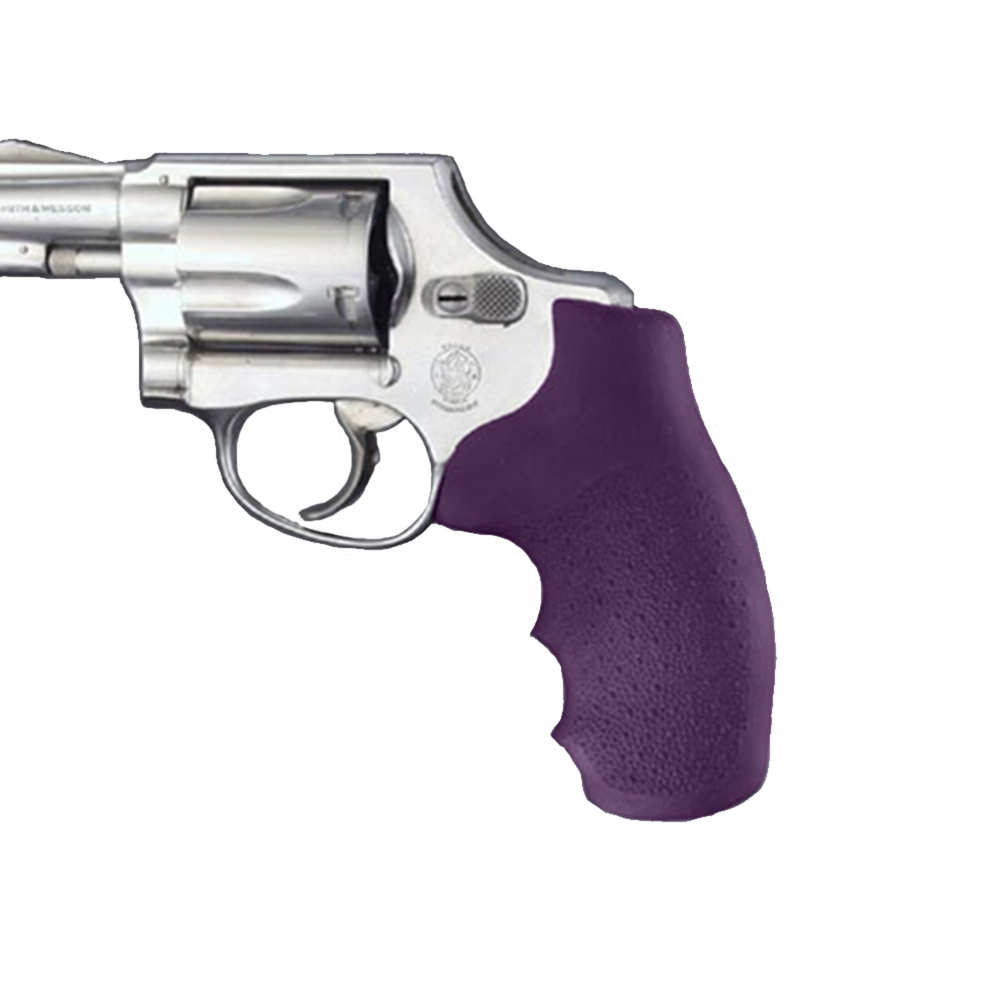 SOFT RUBBER GRIP WITH FINGER GROOVES - S&W J FRAME ROUND BUTT - FULL SIZE GRIPS - PURPLE