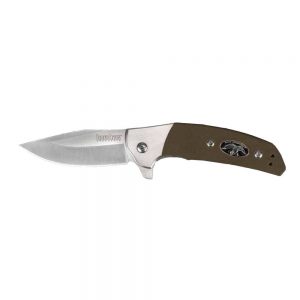 RAYNE FLIPPER KNIFE, DUCK COMMANDER, BROWN HANDLE