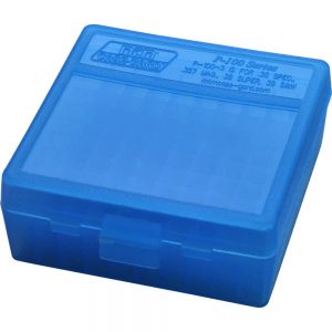 P-100 SERIES MEDIUM HANDGUN AMMO BOX - 100 ROUND - CLEAR BLUE