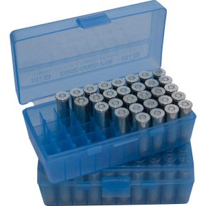 P-50 SERIES MEDIUM HANDGUN AMMO BOX - 50 ROUND - CLEAR BLUE