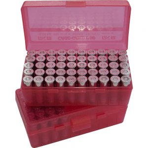 P-50 SERIES MEDIUM HANDGUN AMMO BOX - 50 ROUND - CLEAR RED