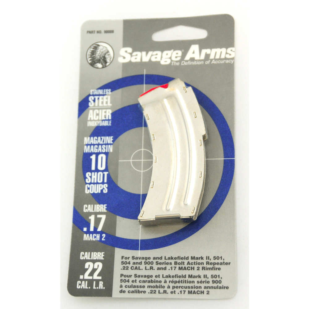 SAVAGE ARMS MK II SERIES MAGAZINE - 22 LR/17 MACH 2, STAINLESS, 10 ROUNDS