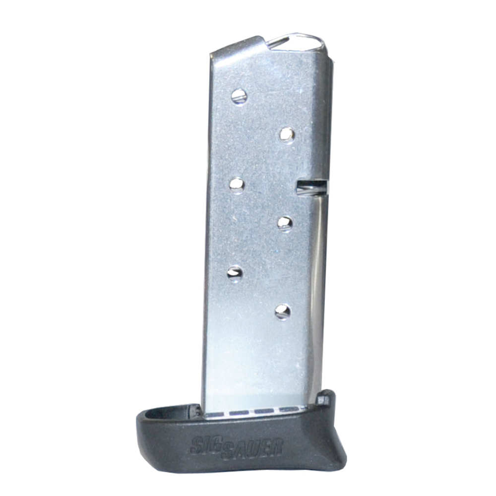 P238 SIG FACTORY MAGAZINE - .380 ACP, 7 ROUNDS, STAINLESS STEEL, EXTENDED FIT WITH PINKY FINGER FLOORPLATE