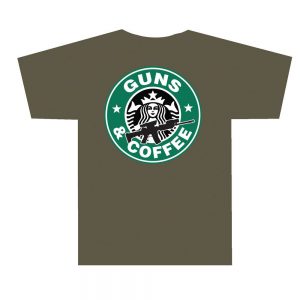 3001 GUNS AND COFFEE T SHIRT - OLIVE DRAB, MEDIUM