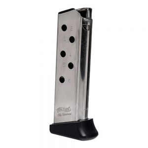 PPK WALTHER MAGAZINE WITH FINGER REST - 380 ACP  - 6 ROUNDS - NICKEL